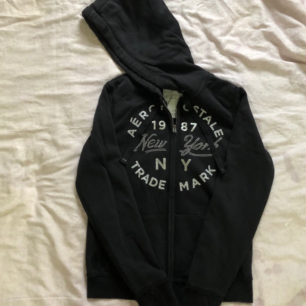 Aeropostale Junior Stud Glitter NY Hoodie